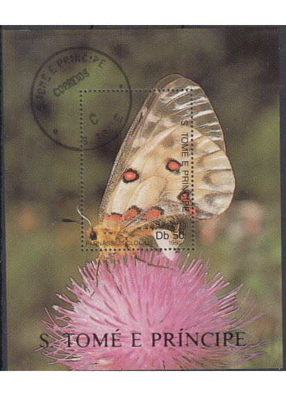  ST. TOME' e PRINCIPE 1990 Foglietto usato Farfalle